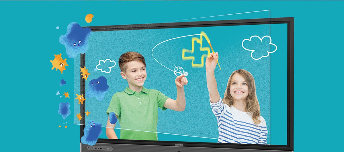 BenQ RP8602 smart education interactive board is built-in ClassroomCare technologies that help eliminate germs, monitor environmental parameters and protect pupils' eye health