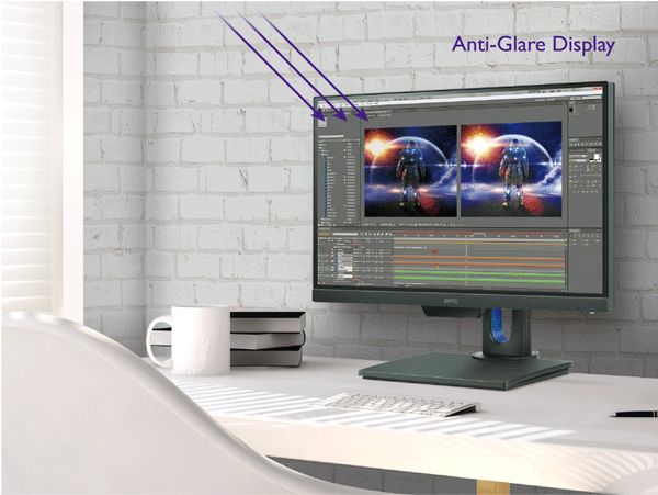 Das Anti-Glare Display verhindert störende Relexionen und blendendes Umgebungslicht. So kann komfortabel und effizient gearbeitet werden.