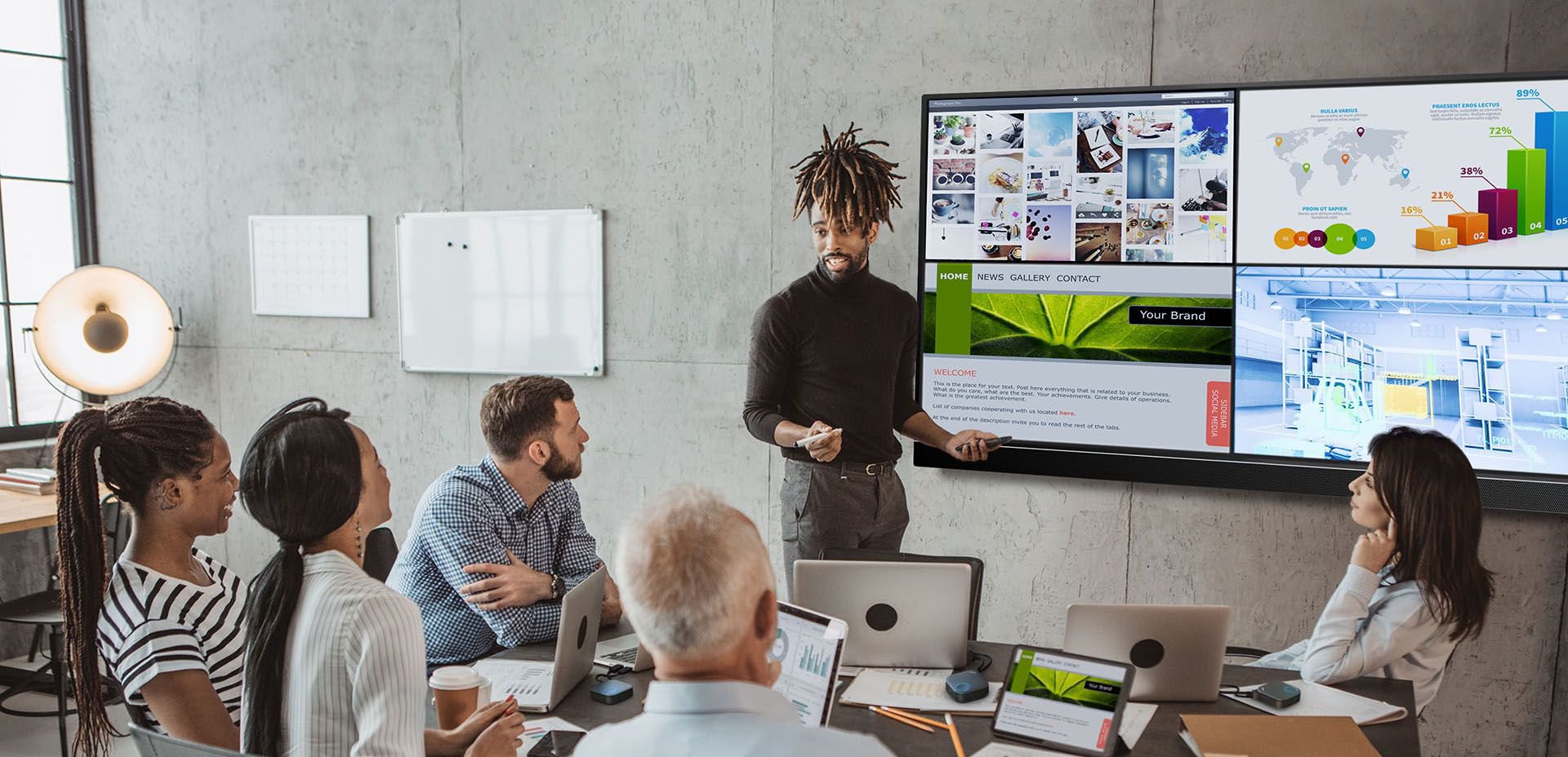 InstaShow makes it possible to use one monitor to share / present multiple ideas at the same time. It’s especially suitable for brainstorming and group discussions.