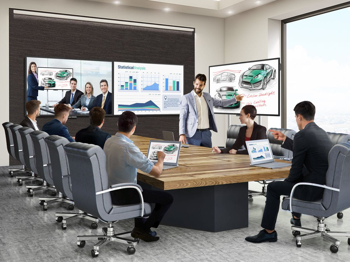 BenQ corporate displays provide face-to-face interactions through video conferencing and board-to-board collaboration.