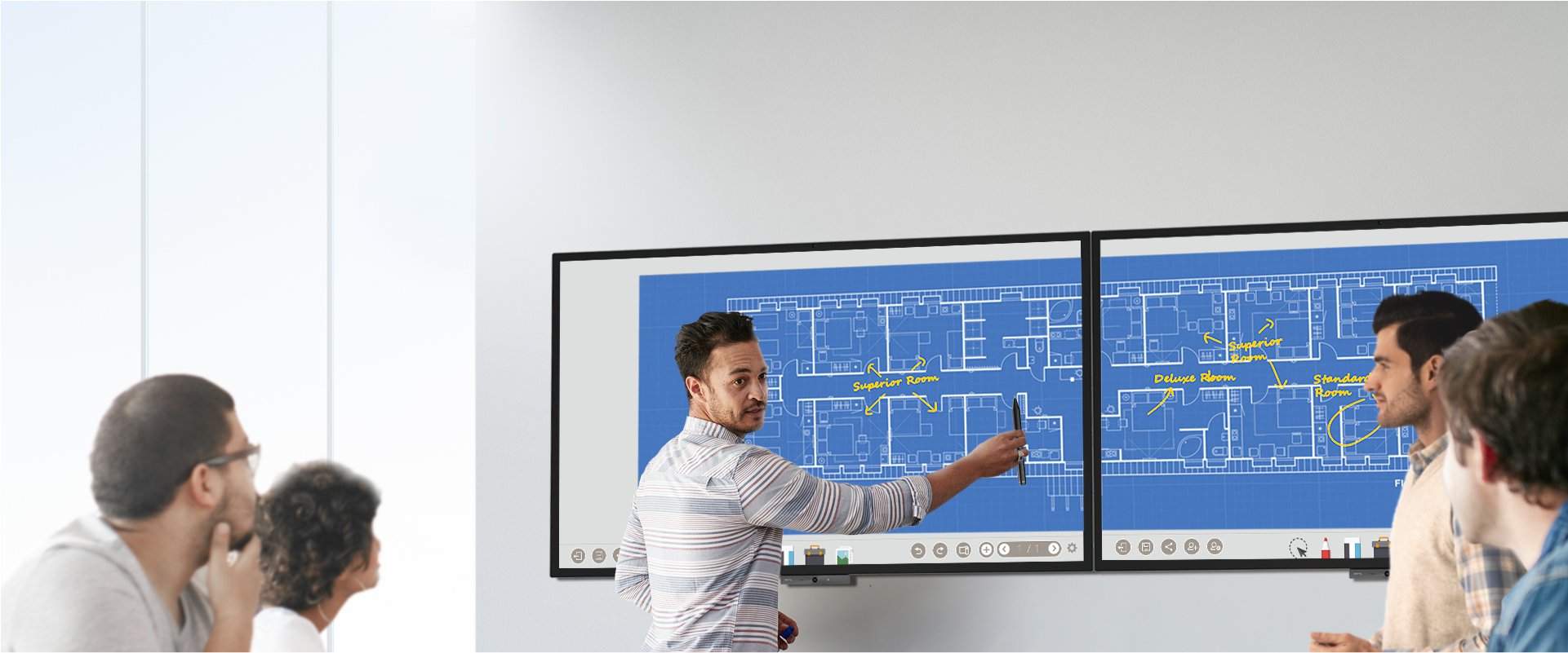 Visually communicate with collaboration tools provided by BenQ interactive displays 