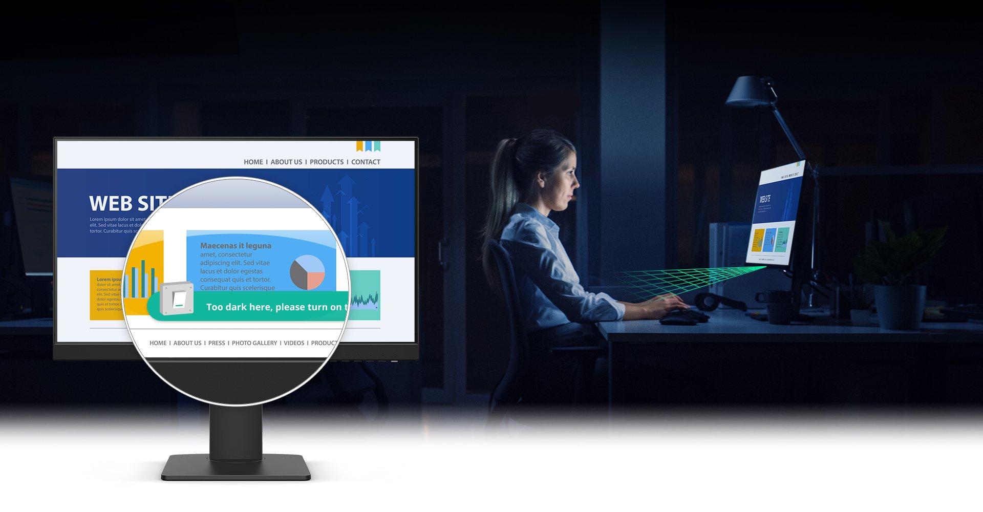 eye-careu notifies you to adjust the lighting when your monitor’s built-in sensor detects dark environments