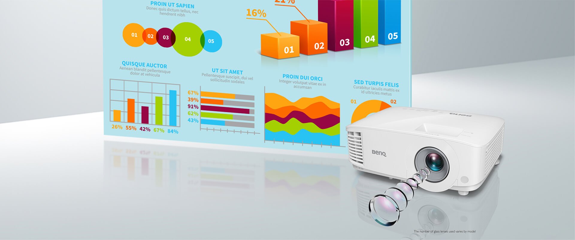 Finest Glass Lenses for Clearest Display - BenQ MW560 Meeting Room Projector
