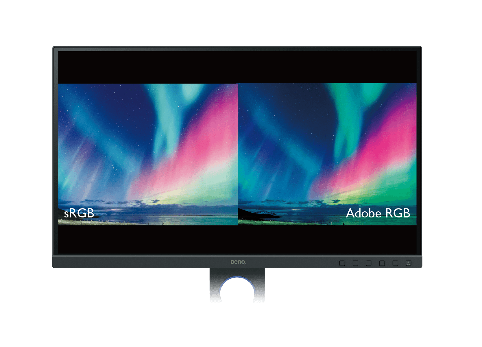 Os monitores para fotógrafos da BenQ dispõem de modo gamutduo para pré-visualizar a mesma imagem em duas gamas de cores, lado a lado, para comparação
