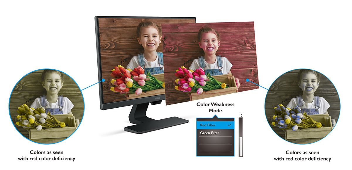 GW2780 Monitors with color weakness mode to customize the amount of red or green color