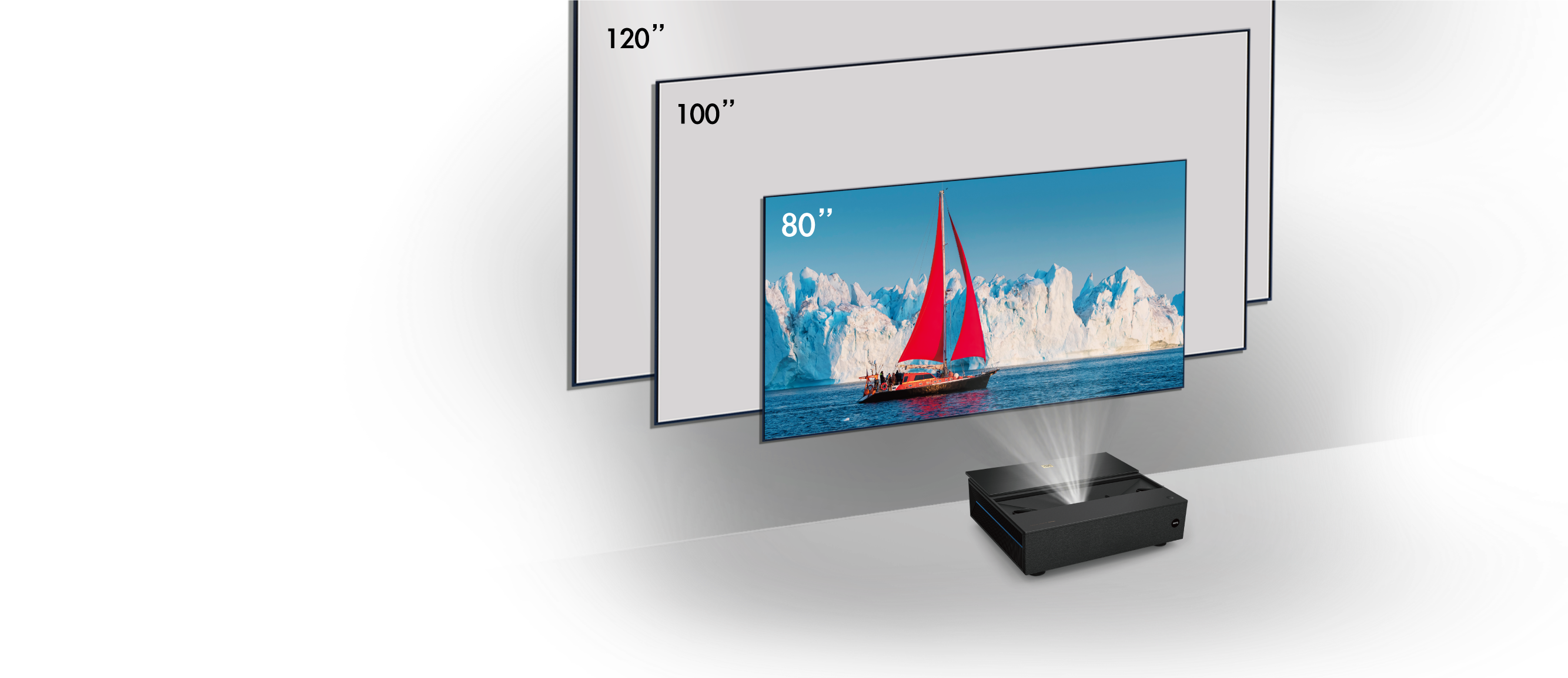 BenQ Projektor V7050i  Hogyan maximalizálják a fényerősítő vásznak a lézer TV élvezetét A megfelelő vászon kiválasztása az első lépés ahhoz, hogy a legtöbbet hozza ki a lézer TV projektorból.