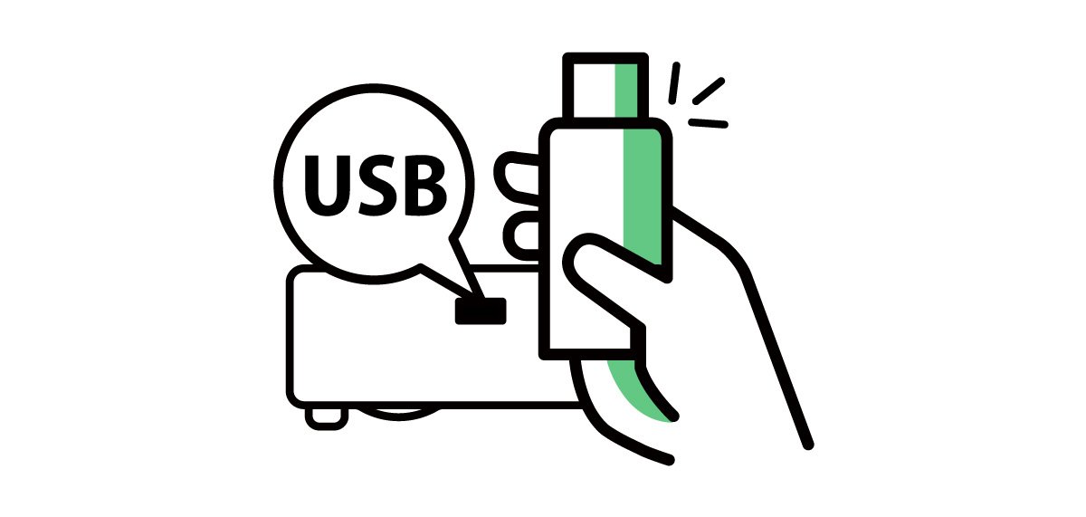 USB supporting a wide range of file formats including JPEG, PDF, Microsoft Word, Excel, PowerPoint files