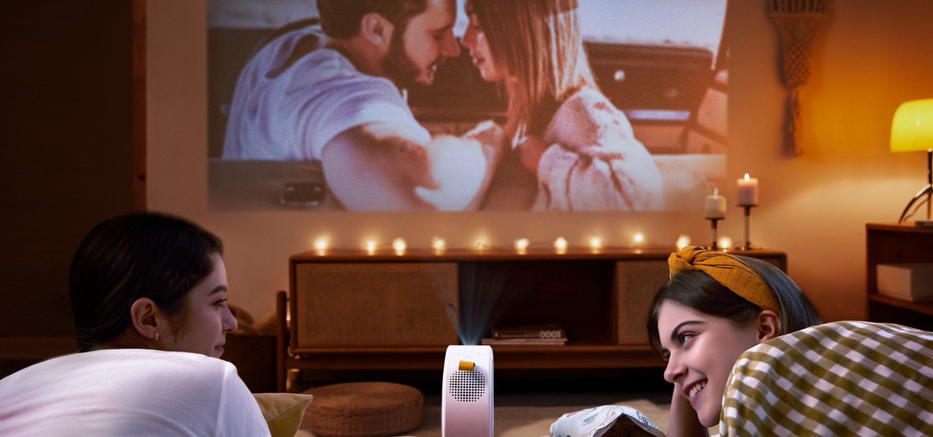 BenQ GV30 portable mini projector sparks magical moments when streaming your favorite films or binge-watching via Android TV 9.0. 
