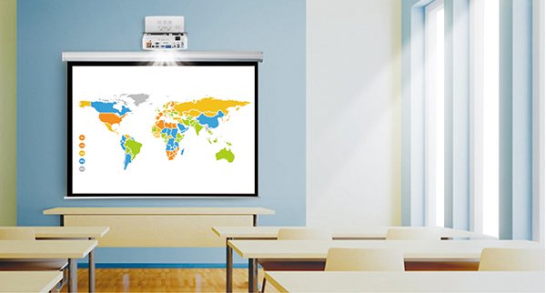 BenQ MW809ST WXGA DLP interactive short throw education projector produces 3000 lumens high brightness, which allows lights to be kept on during lessons.