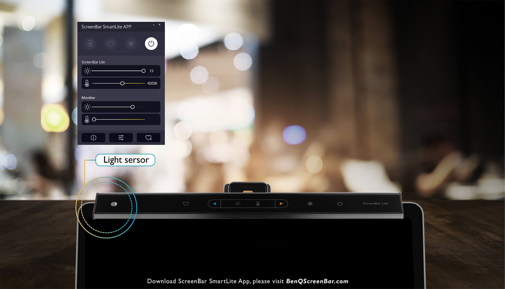 Die ScreenBar Lite sorgt für perfekte Balance zwischen Umgebungslicht, Bildschirmhelligkeit und ScreenBar-Settings