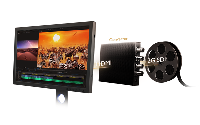 O sw271c da Benq é compatível com dispositivos sdi para hdmi e placas de captação sdi compatíveis com modelos aja e blackmagic
